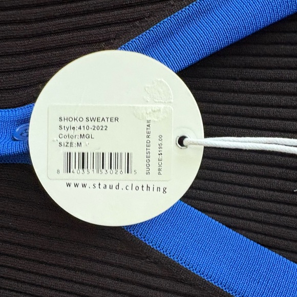 STAUD Long Sleeve Dress in Black and Blue - Picture 5 of 7